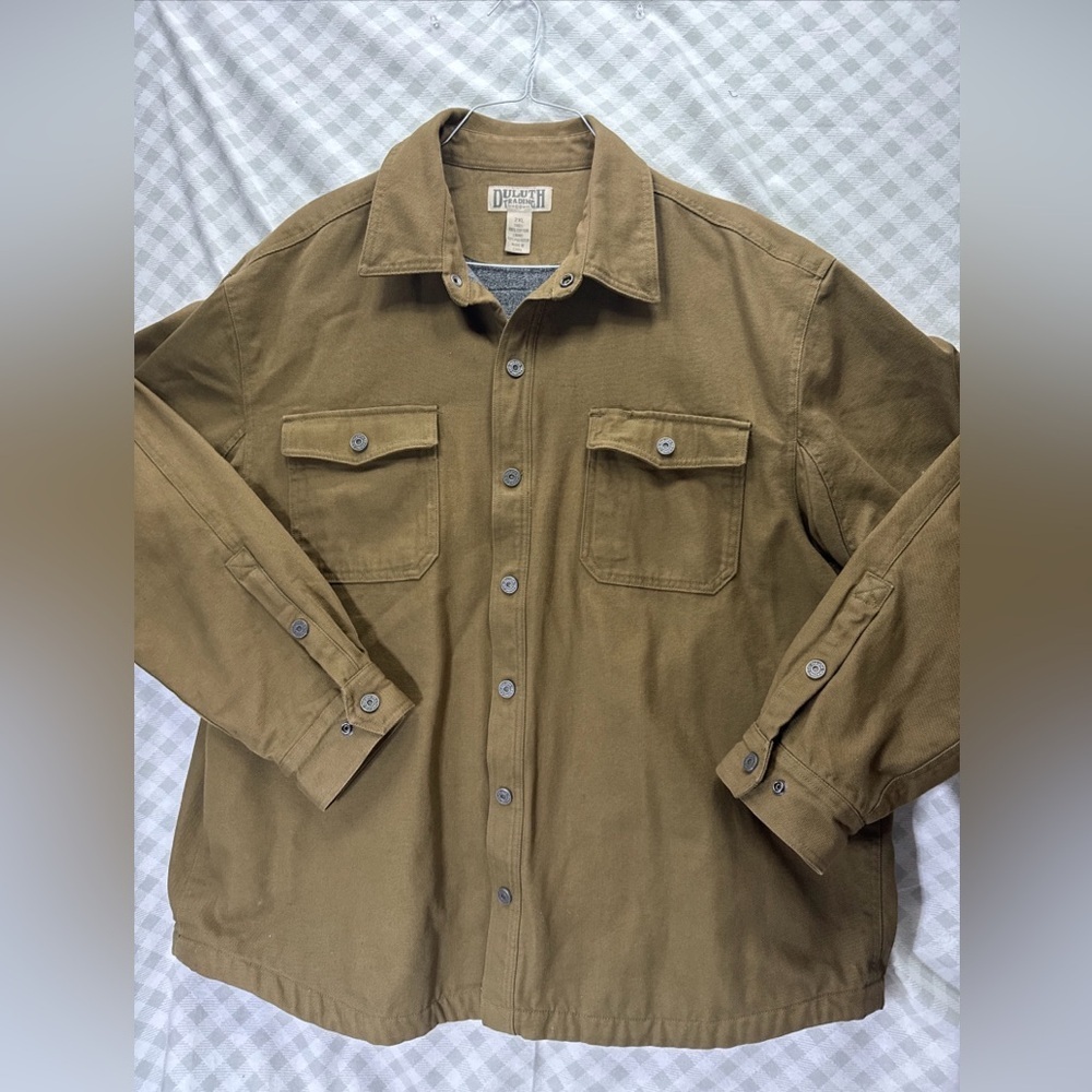 Duluth Trading Co Men’s 2XL Brown Canvas Chore Jacket Fleece Lined